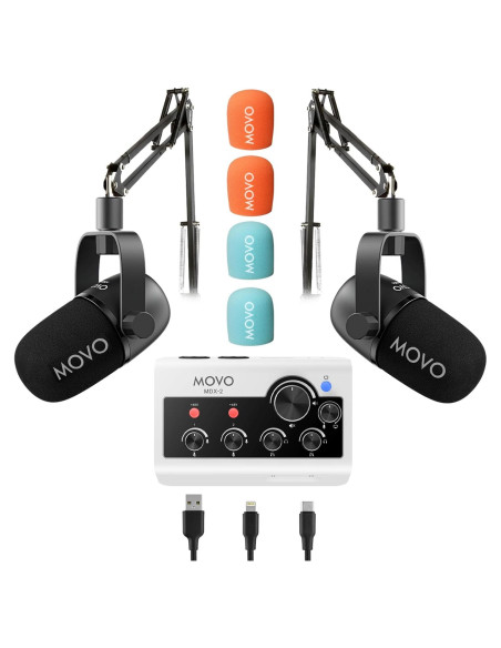 Kit de Podcast Movo PodPro-A con 2 Micrófonos y Soportes Kit de Podcast Movo PodPro-A con 2 Micrófonos y Soportes