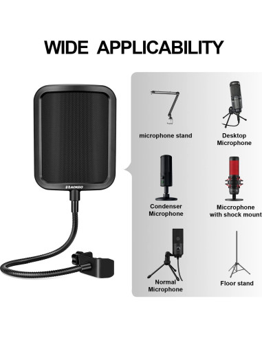 Filtro Pop Aokeo P1 de Metal con Brazo Ajustable 360