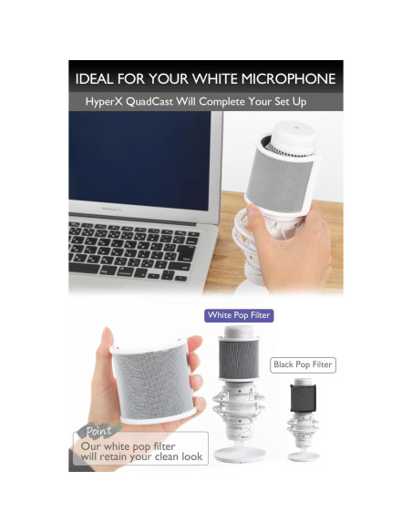 Filtro Pop Mic Blanco HyperX QuadCast S 2 Capas 8 cm Filtro Pop Mic Blanco HyperX QuadCast S 2 Capas 8 cm