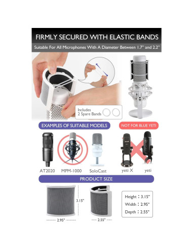 Filtro Pop Mic Blanco HyperX QuadCast S 2 Capas 8 cm