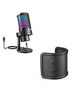 Micrófono USB Gaming FIFINE A8Plus+U1 con Filtro Pop y 4 Patrones