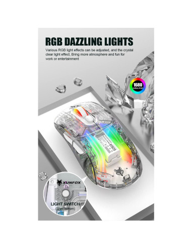 Ratón Inalámbrico Bluetooth Attoe RGB Mecánico para Juegos