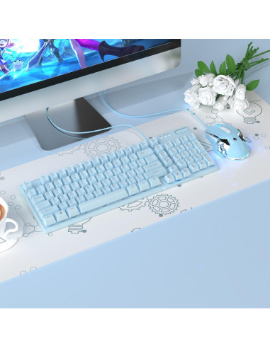 Teclado mecánico con cable Ajazz AF981 retroiluminado azul