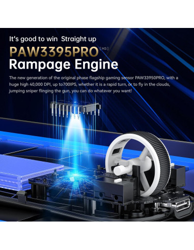 Ratón Inalámbrico MAMBASNAKE M3 para Juegos 39g 40K DPI