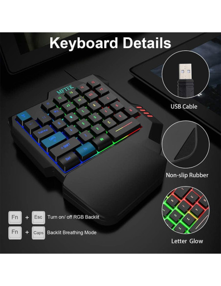 Combo Teclado y Ratón Gaming MFTEK con Retroiluminación RGB Combo Teclado y Ratón Gaming MFTEK con Retroiluminación RGB