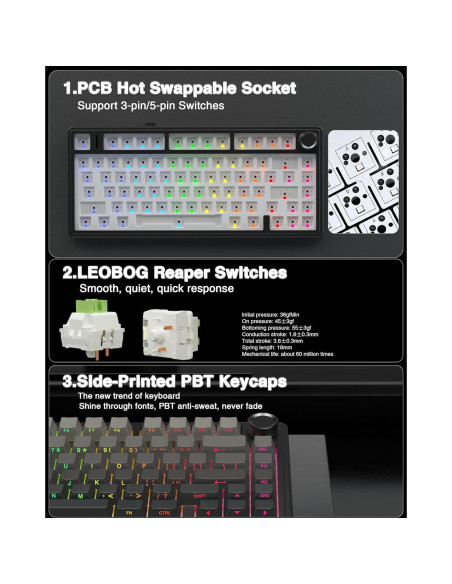 Combo Teclado Mecánico Inalámbrico AULA F75 Pro + Ratón SC580 Combo Teclado Mecánico Inalámbrico AULA F75 Pro + Ratón SC580