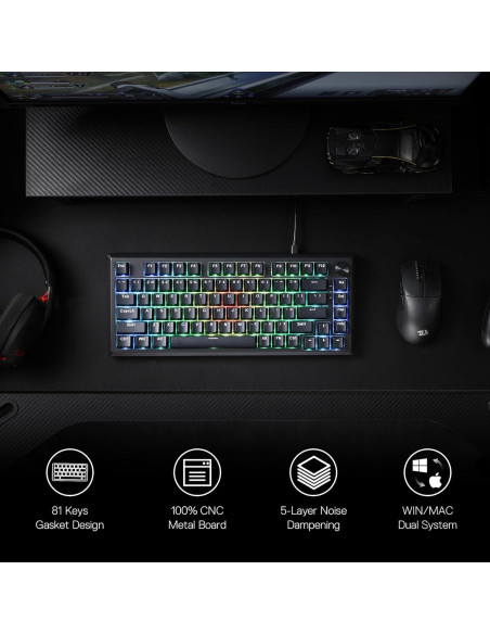 Teclado Mecánico Redragon K687 81 Teclas RGB con Cable Teclado Mecánico Redragon K687 81 Teclas RGB con Cable