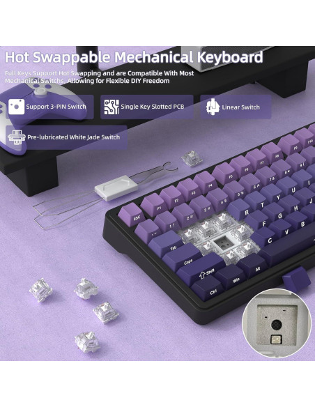Teclado Mecánico Gaming Inalámbrico Attack Shark X85 Púrpura Teclado Mecánico Gaming Inalámbrico Attack Shark X85 Púrpura