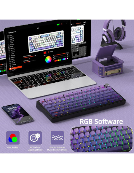 Teclado Mecánico Gaming Inalámbrico Attack Shark X85 Púrpura Teclado Mecánico Gaming Inalámbrico Attack Shark X85 Púrpura