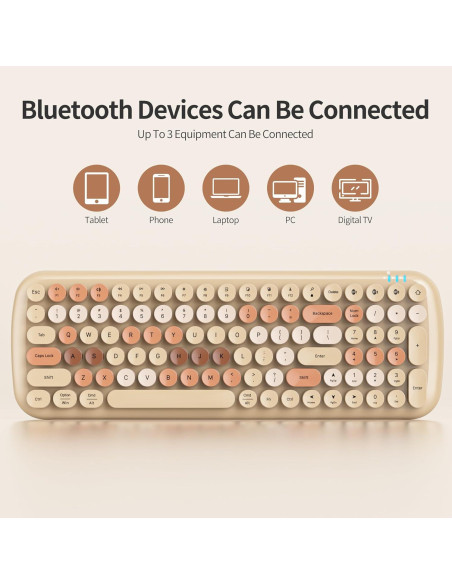 Teclado Inalámbrico Bluetooth Mosptnspg 100 Teclas Retro Colorido Teclado Inalámbrico Bluetooth Mosptnspg 100 Teclas Retro Colorido