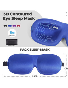 Paquete de 4 Máscaras de Sueño 3D MS Ajustables - Negro, Púrpura, Azul, Gris 2