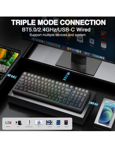 Combo Teclado Mecánico AULA F99 Pro + Ratón Inalámbrico SC580