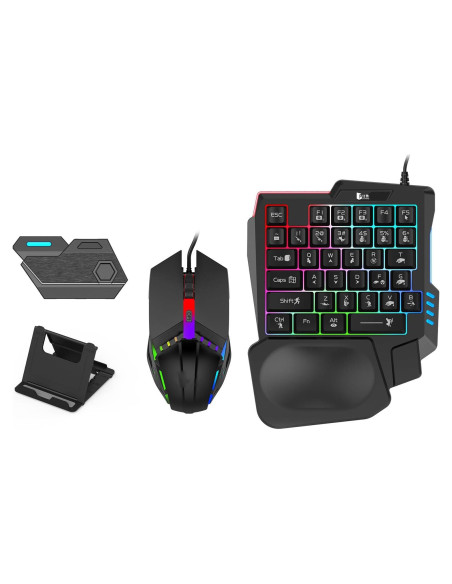 Combo Teclado y Ratón RGB para Juegos Gugxiom One Hand Combo Teclado y Ratón RGB para Juegos Gugxiom One Hand