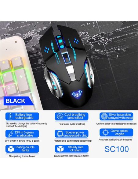 Combo Teclado Mecánico AULA F2088 y Ratón Inalámbrico SC100 Combo Teclado Mecánico AULA F2088 y Ratón Inalámbrico SC100