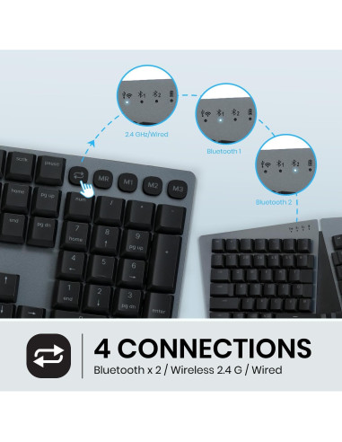 Teclado Mecánico Ergonómico Inalámbrico Perixx PERIBOARD-835 RGB