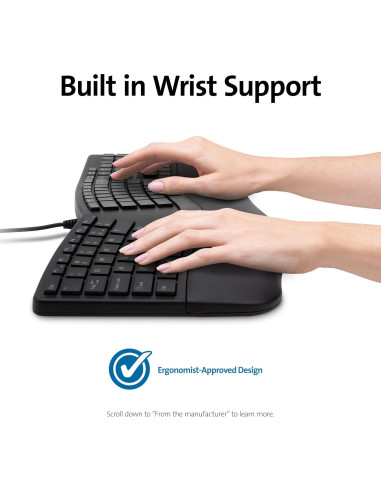 Teclado Ergonómico Kensington Pro Fit Ergo USB - Negro