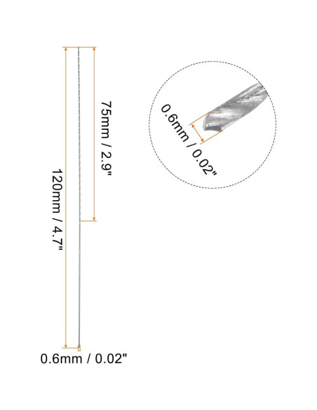 Brocas Extra Largas HARFINGTON 0.6mm HSS 120mm para Metal y Madera Brocas Extra Largas HARFINGTON 0.6mm HSS 120mm para Metal y Madera