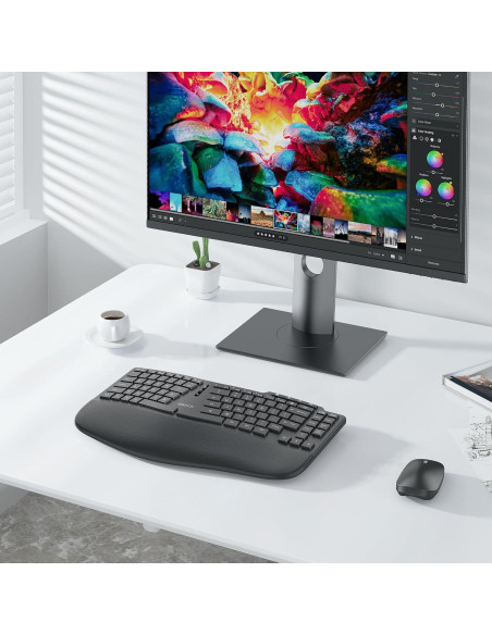 Teclado Inalámbrico Dividido Ergonómico OMOTON, Recargable 2.4G Teclado Inalámbrico Dividido Ergonómico OMOTON, Recargable 2.4G