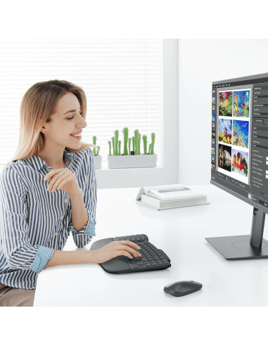 Teclado Inalámbrico Dividido Ergonómico OMOTON, Recargable 2.4G