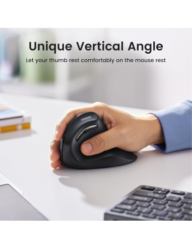 Ratón Vertical Inalámbrico UGREEN Ergonómico 4000 DPI Negro