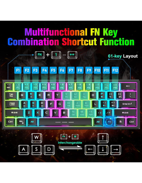 Combo Inalámbrico Teclado y Ratón ZIYOU LANG 61 Teclas RGB Combo Inalámbrico Teclado y Ratón ZIYOU LANG 61 Teclas RGB
