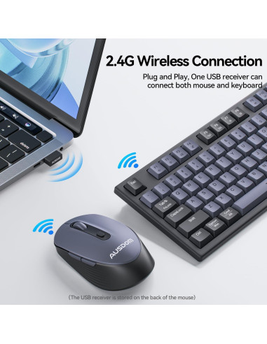 Combo Teclado y Ratón Inalámbrico AUSDOM KAM200X 108 Teclas