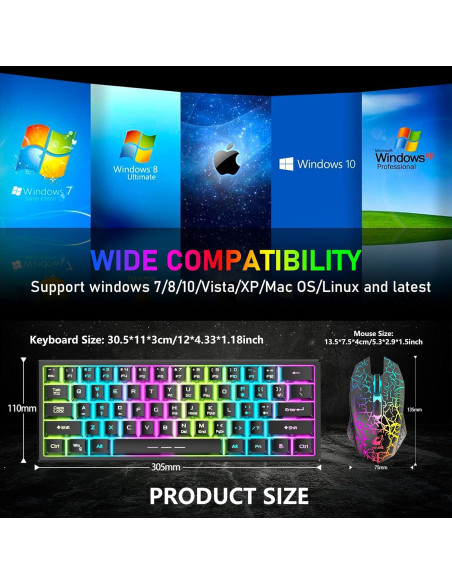 Combo Inalámbrico Teclado y Ratón ZIYOU LANG 61 Teclas RGB Combo Inalámbrico Teclado y Ratón ZIYOU LANG 61 Teclas RGB