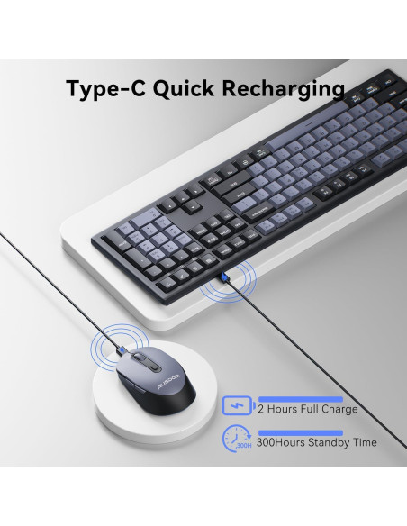 Combo Teclado y Ratón Inalámbrico AUSDOM KAM200X 108 Teclas Combo Teclado y Ratón Inalámbrico AUSDOM KAM200X 108 Teclas