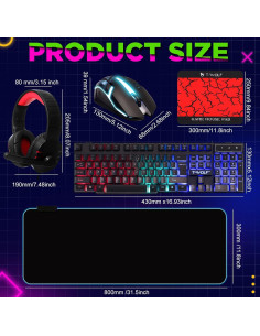 Set de Juego Vinsot 6 en 1: Teclado, Ratón, Auriculares y Más 2