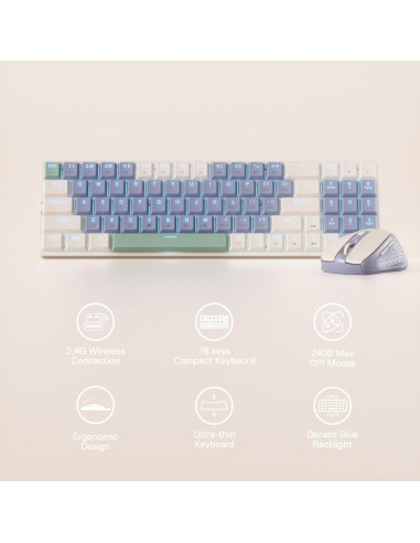 Combo Teclado y Ratón Inalámbrico Redragon BS135 78 Teclas