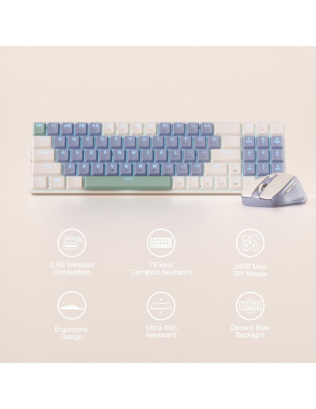Combo Teclado y Ratón Inalámbrico Redragon BS135 78 Teclas Combo Teclado y Ratón Inalámbrico Redragon BS135 78 Teclas