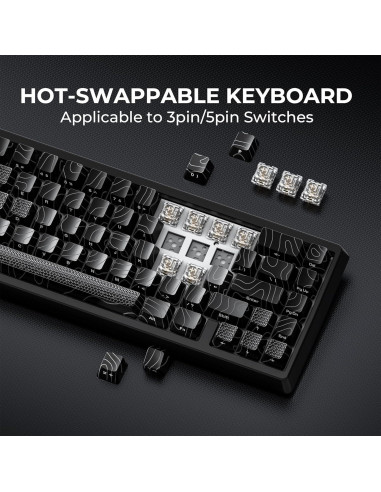 Teclado Mecánico HITIME M67 60% RGB Hot Swappable Negro