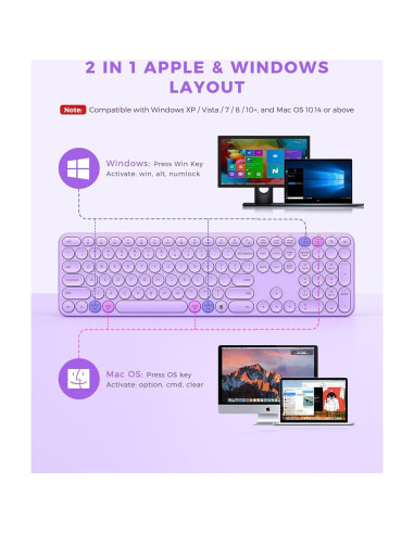 Combo Inalámbrico Teclado y Ratón PEIOUS Morado USB-C