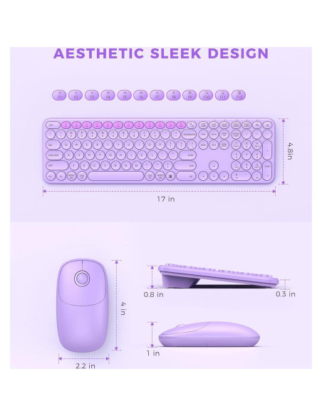 Combo Inalámbrico Teclado y Ratón PEIOUS Morado USB-C Combo Inalámbrico Teclado y Ratón PEIOUS Morado USB-C