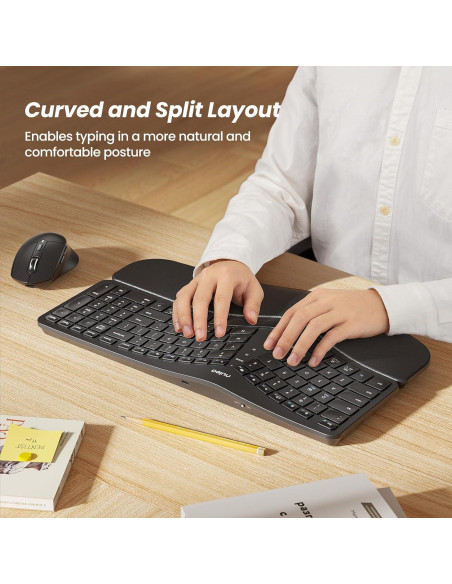 Combo Teclado y Ratón Inalámbrico Nulea KM75 Ergonómico Negro Combo Teclado y Ratón Inalámbrico Nulea KM75 Ergonómico Negro
