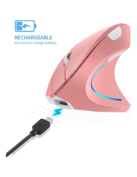 Ratón Vertical Ergonómico Inalámbrico Attoe Rosa 2.4GHz 4 DPI Ratón Vertical Ergonómico Inalámbrico Attoe Rosa 2.4GHz 4 DPI