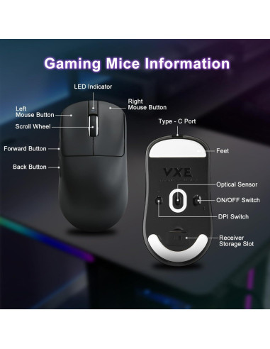R1 SE+ Ratón Gaming MIKIBY 18000 DPI Inalámbrico Ergonómico