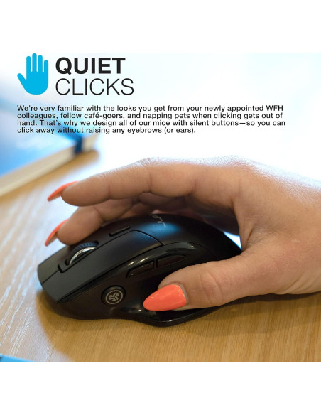 Ratón Inalámbrico JLab JBuds Bluetooth 5.2, Ergonomía y Silencioso Ratón Inalámbrico JLab JBuds Bluetooth 5.2, Ergonomía y Silencioso