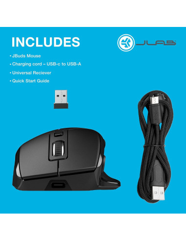 Ratón Inalámbrico JLab JBuds Bluetooth 5.2, Ergonomía y Silencioso