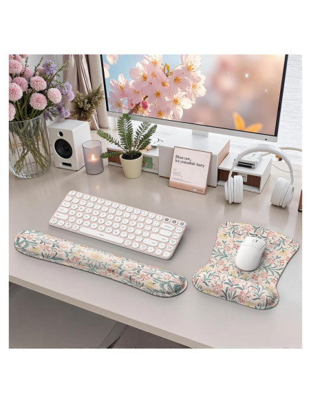 Reposamuñecas Ergonómico iCasso Floral Rosa - Espuma de Memoria Reposamuñecas Ergonómico iCasso Floral Rosa - Espuma de Memoria