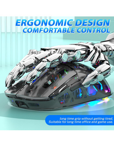 Ratón Mecánico RGB Inalámbrico Attoe BM560 Ergonómico 3600 DPI