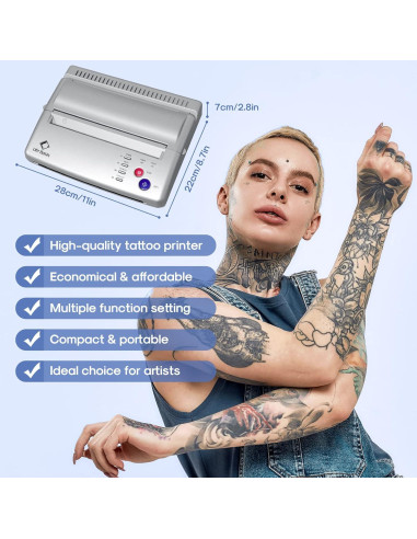 Impresora de Tatuajes LifeBasis Profesional con 20 Hojas A4/A5