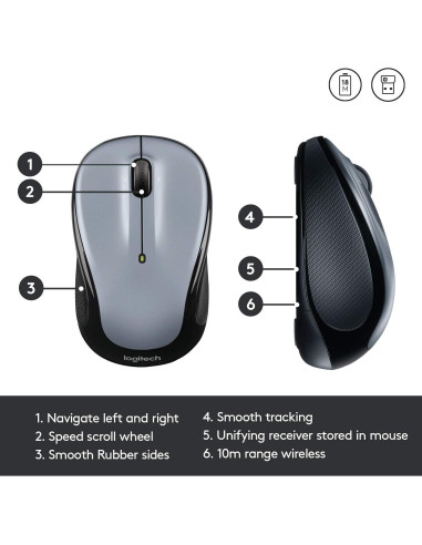 Ratón Inalámbrico Logitech M325 Plata Clara - 2.4 GHz