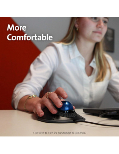 Ratón ergonómico Kensington Orbit con bola de seguimiento azul