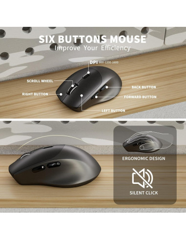 Teclado y Ratón Inalámbricos Ergonómico Dongguan Negro