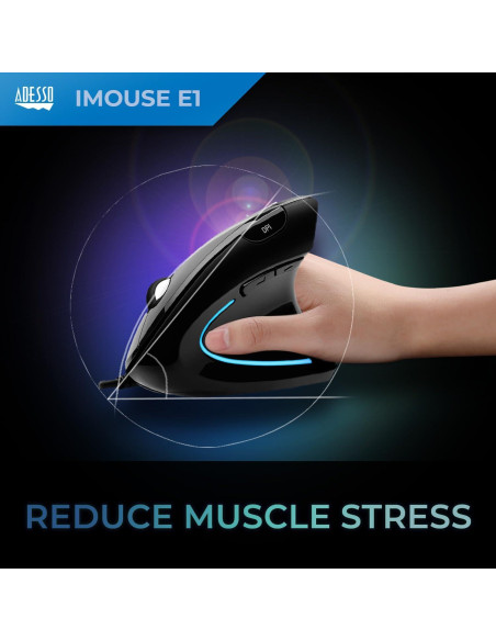 Ratón óptico ergonómico vertical ADESSO iMouse E1 USB 6 botones Ratón óptico ergonómico vertical ADESSO iMouse E1 USB 6 botones