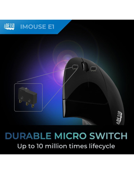 Ratón óptico ergonómico vertical ADESSO iMouse E1 USB 6 botones Ratón óptico ergonómico vertical ADESSO iMouse E1 USB 6 botones