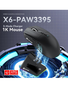 Ratón Gaming Inalámbrico ATTACK SHARK X6 26K DPI RGB Negro 2