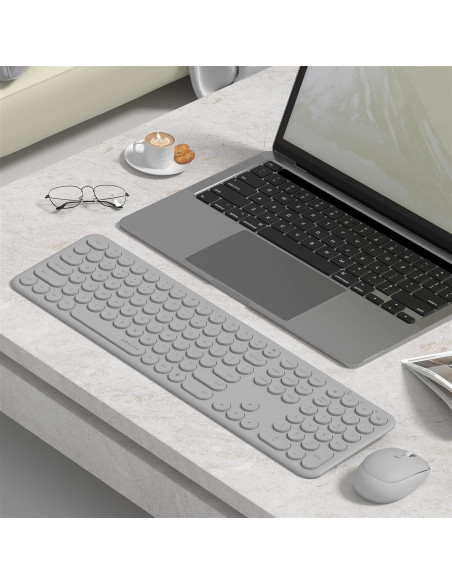 Combo Teclado y Ratón Inalámbricos UBOTIE Gris Espacial Combo Teclado y Ratón Inalámbricos UBOTIE Gris Espacial
