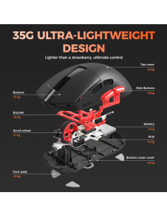 Ratón Gaming Inalámbrico DAREU A950 Wing 35g 30000 DPI 2